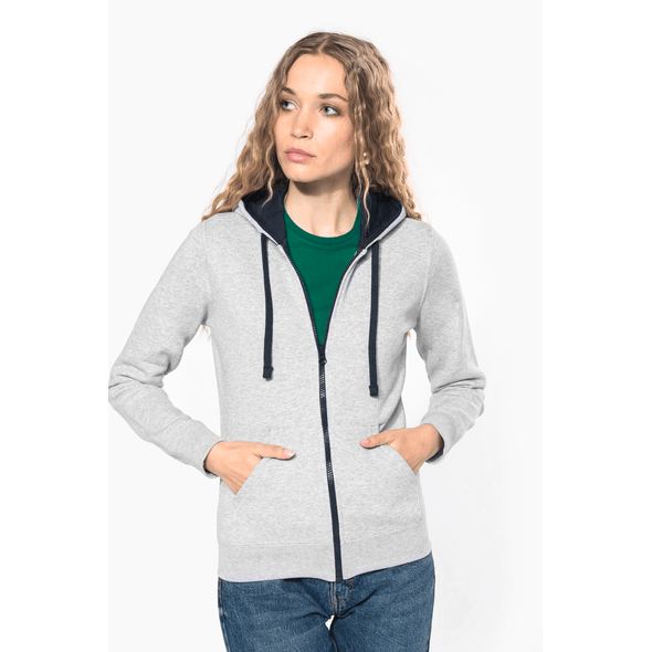 Kariban | Chaqueta sudadera de mujer con capucha en contraste